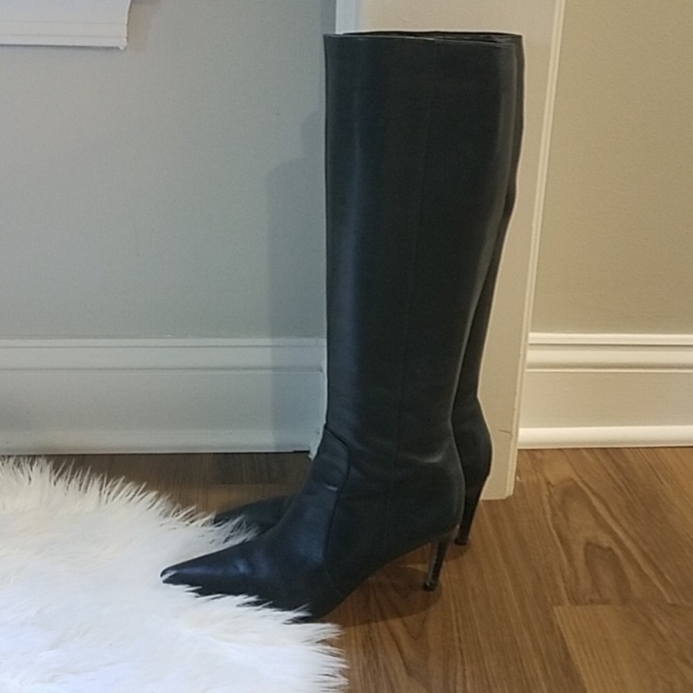 Black Leather knee high Boots